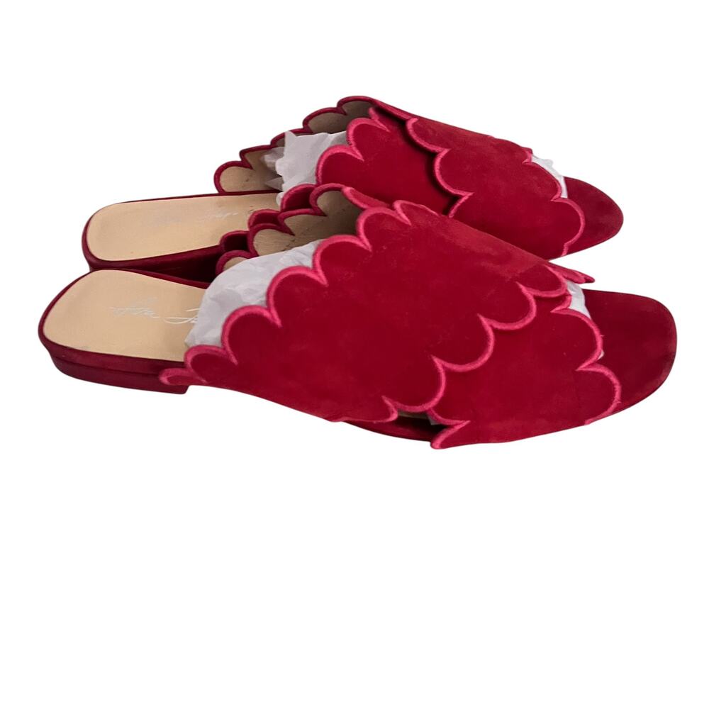 Isa Tapia Nueva Scalloped Slide Sandals In Lipstick Red Size 40 EU - Picture 2 of 14
